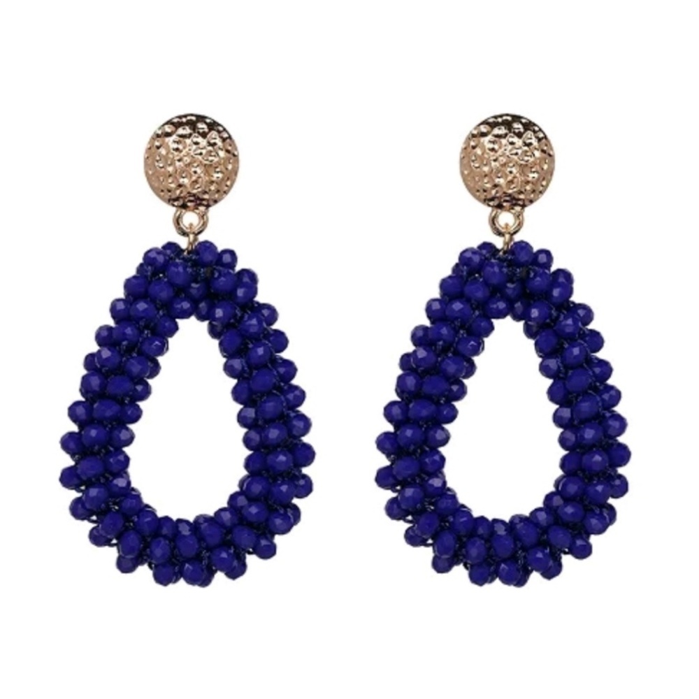 Handmade blue crystal beaded earrings (2 options)